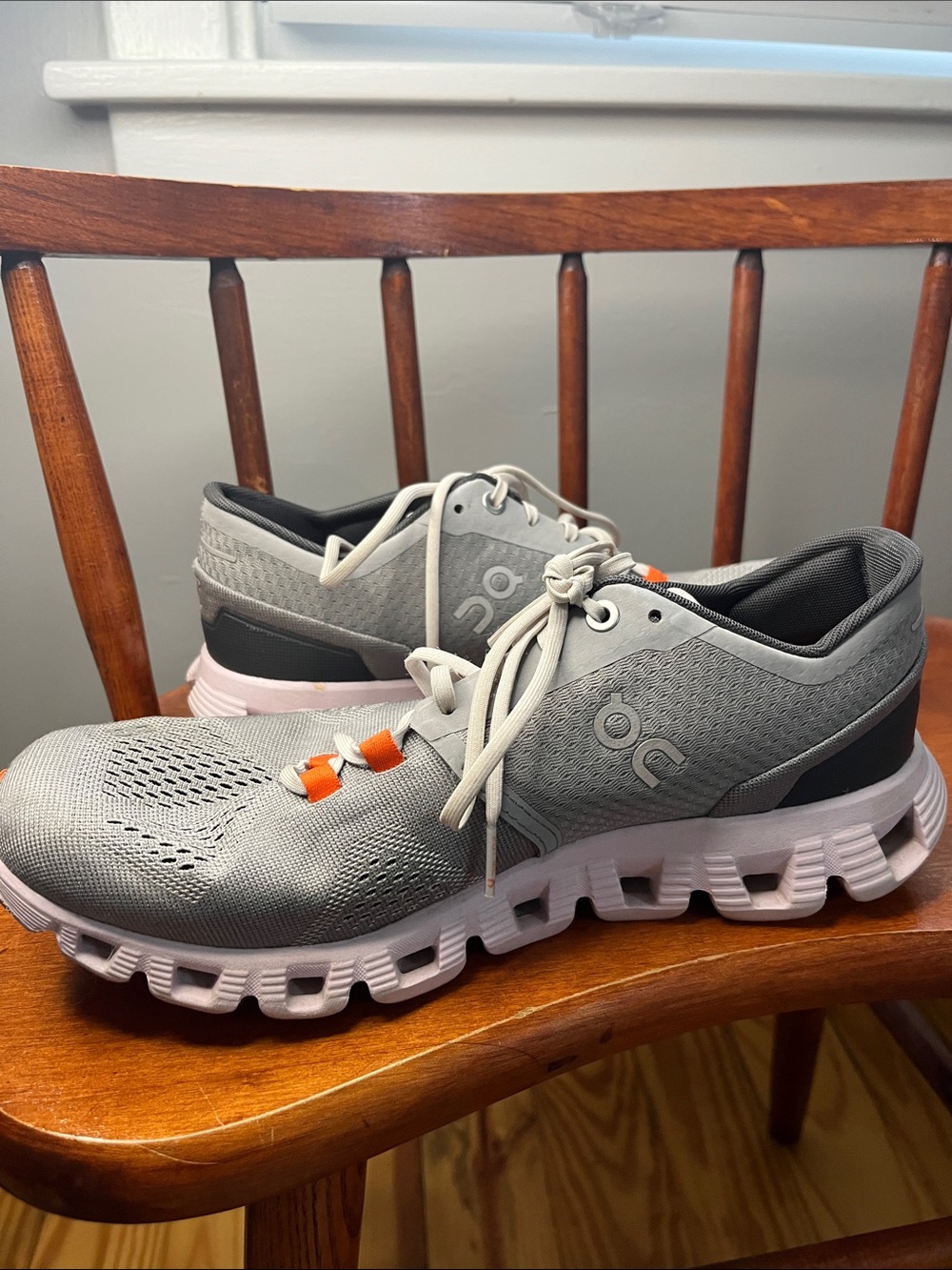 On Cloud X Sneakers Alloy Lily Gray Orange Pink Athletic Shoes Size 9 EUC - Picture 7 of 8